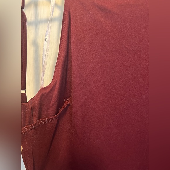 Lulus Maroon Backless Jumper Long Wide Leg Spaghetti Strap Sz M - Picture 4 of 15
